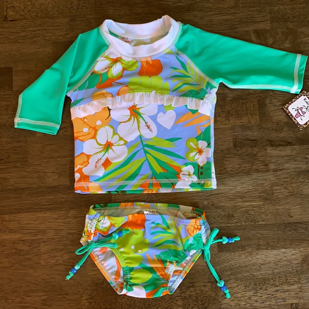two piece rash guard baby swimsuit 7-12 months